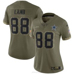 NFL Frauen Dallas Cowboys Ceedee Lamb Nike Olive 2022 Salute to Service Limited Trikot 4R0Z2157 Kleidung
