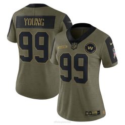 NFL Frauen Das Football-Team von Washington verfolgt ein limitiertes Nike Olive 2021 Salute to Service-Spielertrikot 4R0Z4031 Kleidung