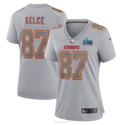 NFL Frauen Kansas City Chiefs Travis Kelce Nike Grey Super Bowl Lvii Patch Atmosphäre Mode-Spieltrikot 4R0Z303 Kleidung