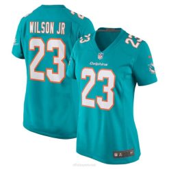 NFL Frauen Miami Dolphins Jeff Wilson Jr. Nike Aqua Game Spielertrikot 4R0Z6383 Kleidung