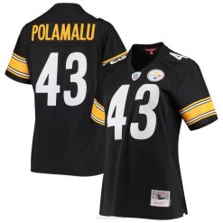 NFL Frauen Pittsburgh Steelers Troy Polamalu Mitchell & Ness schwarzes Legacy-Replika-Teamtrikot 4R0Z2381 Kleidung