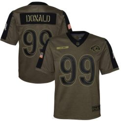 NFL Jugend Los Angeles Rams Aaron Donald Nike Olive 2021 Salute to Service Spieltrikot 4R0Z6845 Kleidung