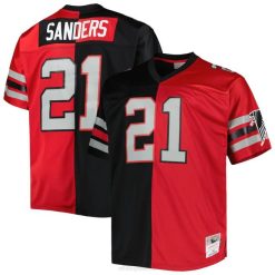 NFL Männer Atlanta Falcons Deion Sanders Mitchell & Ness Schwarz/Rot Big & Tall Split Legacy Spieler-Replika-Trikot im Ruhestand 4R0Z1567 Kleidung