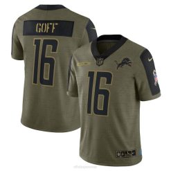NFL Männer Detroit Lions Jared Goff Nike Olive 2021 Salute to Service limitiertes Spielertrikot 4R0Z893 Kleidung