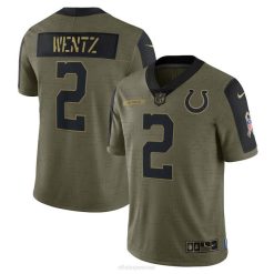NFL Männer Indianapolis Colts Carson Wentz Nike Olive 2021 Salute to Service limitiertes Spielertrikot 4R0Z2913 Kleidung