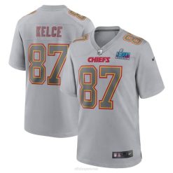 NFL Männer Kansas City Chiefs Travis Kelce Nike Grey Super Bowl Lvii Patch Atmosphäre Mode-Spieltrikot 4R0Z109 Kleidung