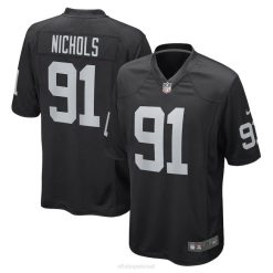 NFL Männer Las Vegas Raiders Bilal Nichols Nike schwarzes Game-Spieler-Trikot 4R0Z5339 Kleidung