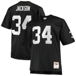 NFL Männer Las Vegas Raiders Bo Jackson Mitchell & Ness Schwarzes Big & Tall 1988 Replika-Trikot eines pensionierten Spielers 4R0Z233 Kleidung