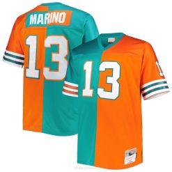 NFL Männer Miami Dolphins Dan Marino Mitchell & Ness Aqua/Orange Big & Tall Split Legacy Spieler-Replik-Trikot im Ruhestand 4R0Z1499 Kleidung