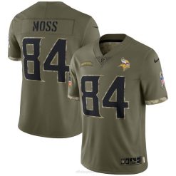 NFL Männer Minnesota Vikings Randy Moss Nike Olive 2022 Salute to Service Retired Player Limited Jersey 4R0Z3075 Kleidung