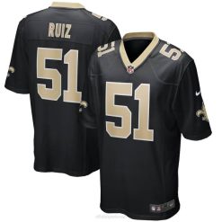 NFL Männer New Orleans Saints Cesar Ruiz Nike schwarzes Spieltrikot 4R0Z3783 Kleidung