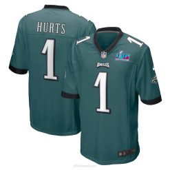 NFL Männer Philadelphia Eagles Jalen Hurs Nike Midnight Green Super Bowl Lvii Patch Spieltrikot 4R0Z7 Kleidung