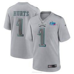 NFL Männer Philadelphia Eagles Jalen Hurts Nike Grey Super Bowl Lvii Patch Atmosphäre Mode-Spieltrikot 4R0Z105 Kleidung