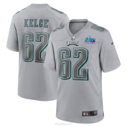 NFL Männer Philadelphia Eagles Jason Kelce Nike Grey Super Bowl Lvii Patch Atmosphäre Mode-Spieltrikot 4R0Z73 Kleidung