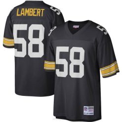 NFL Männer Pittsburgh Steelers Jack Lambert Mitchell & Ness schwarzes Legacy-Replika-Trikot 4R0Z4231 Kleidung