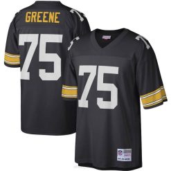 NFL Männer Pittsburgh Steelers Joe Greene Mitchell & Ness schwarzes Legacy-Replika-Trikot 4R0Z2377 Kleidung
