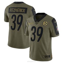 NFL Männer Pittsburgh Steelers Minkah Fitzpatrick Nike Olive 2021 Salute to Service Limited Spielertrikot 4R0Z5457 Kleidung