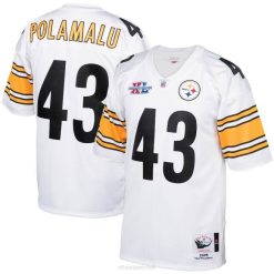 NFL Männer Pittsburgh Steelers Troy Polamalu Mitchell & Ness 2005 Authentisches Throwback-Trikot für ehemalige Spieler in Weiß 4R0Z945 Kleidung