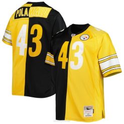 NFL Männer Pittsburgh Steelers Troy Polamalu Mitchell & Ness Schwarz/Gold Big & Tall Split Legacy Spieler-Replik-Trikot im Ruhestand 4R0Z1649 Kleidung