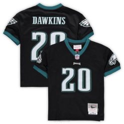 NFL Männer Vorschul-Philadelphia Eagles Brian Dawkins Mitchell & Ness schwarzes Legacy-Trikot im Ruhestand 4R0Z1215 Kleidung
