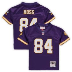 NFL Männer Vorschul-Trikot der Minnesota Vikings Randy Moss Mitchell & Ness Purple aus dem Jahr 1998 im Ruhestand 4R0Z2295 Kleidung